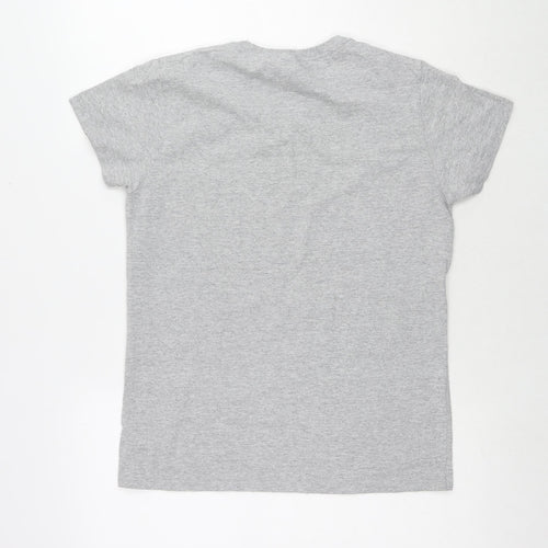 Vegan Power Womens Grey Cotton Basic T-Shirt Size M Round Neck