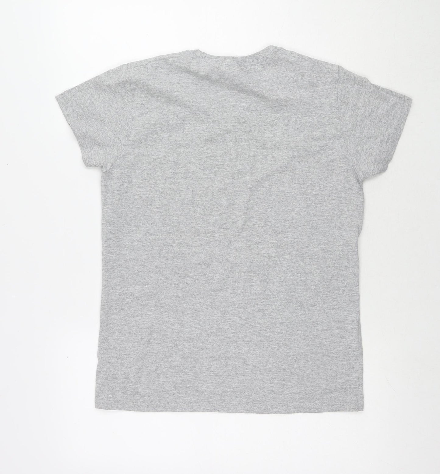 Vegan Power Womens Grey Cotton Basic T-Shirt Size M Round Neck