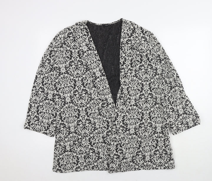 M&Co Womens Multicoloured Geometric Overcoat Coatigan Size 14