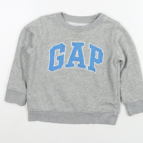 Gap Girls Grey Cotton Pullover Sweatshirt Size 2 Years Pullover - Logo