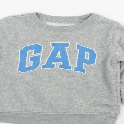 Gap Girls Grey Cotton Pullover Sweatshirt Size 2 Years Pullover - Logo