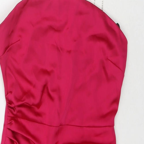 Zara Womens Pink Polyester Mini Size S Square Neck Zip - Jeweled Detail