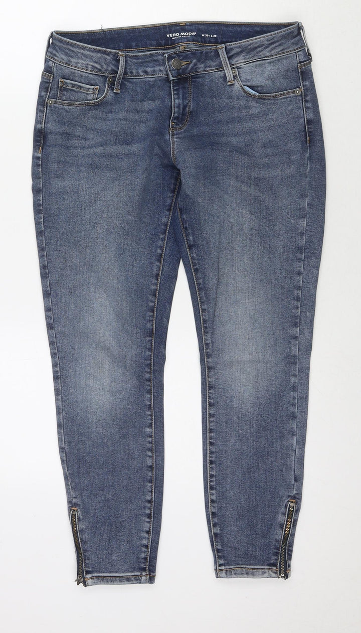 VERO MODA Womens Blue Cotton Skinny Jeans Size 30 in L30 in Regular Zip