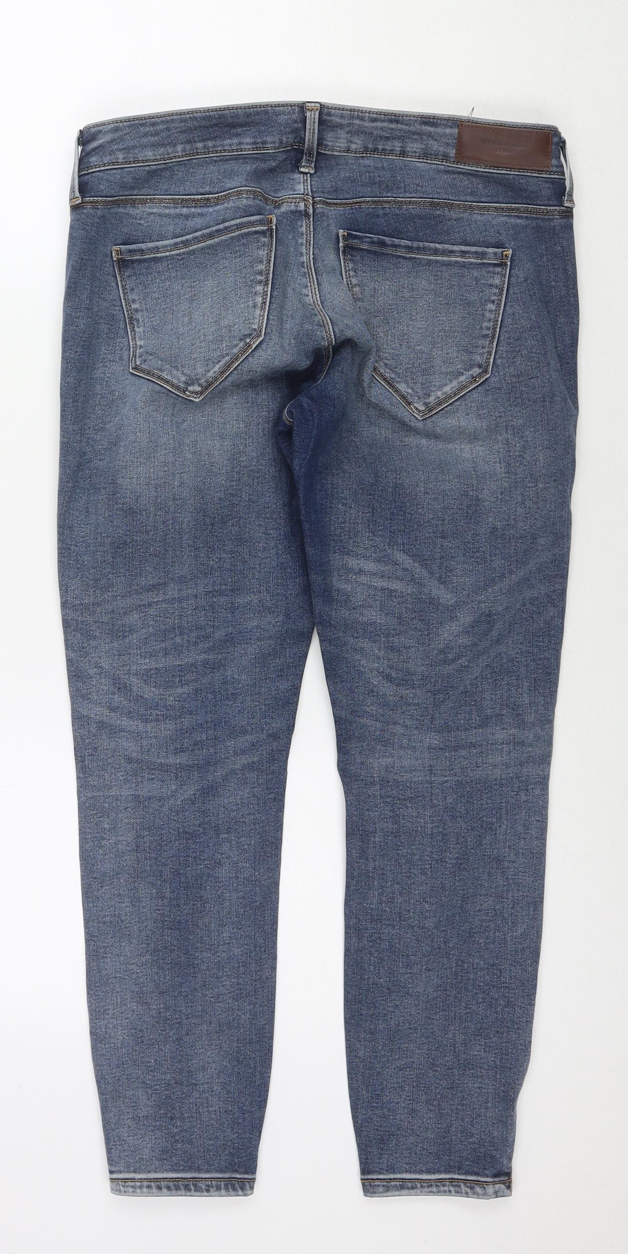 VERO MODA Womens Blue Cotton Skinny Jeans Size 30 in L30 in Regular Zip