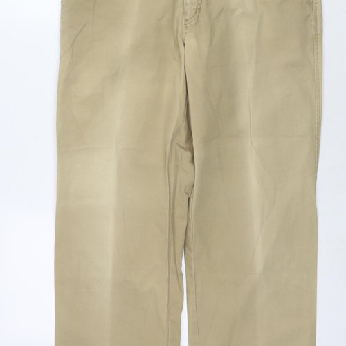 Gurteen Mens Brown Cotton Trousers Size 34 in L29 in Regular Zip