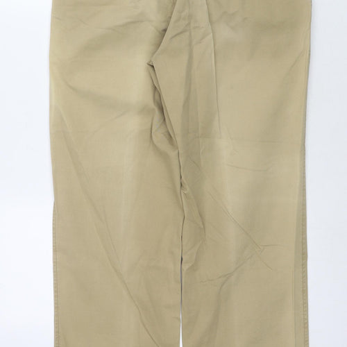 Gurteen Mens Brown Cotton Trousers Size 34 in L29 in Regular Zip