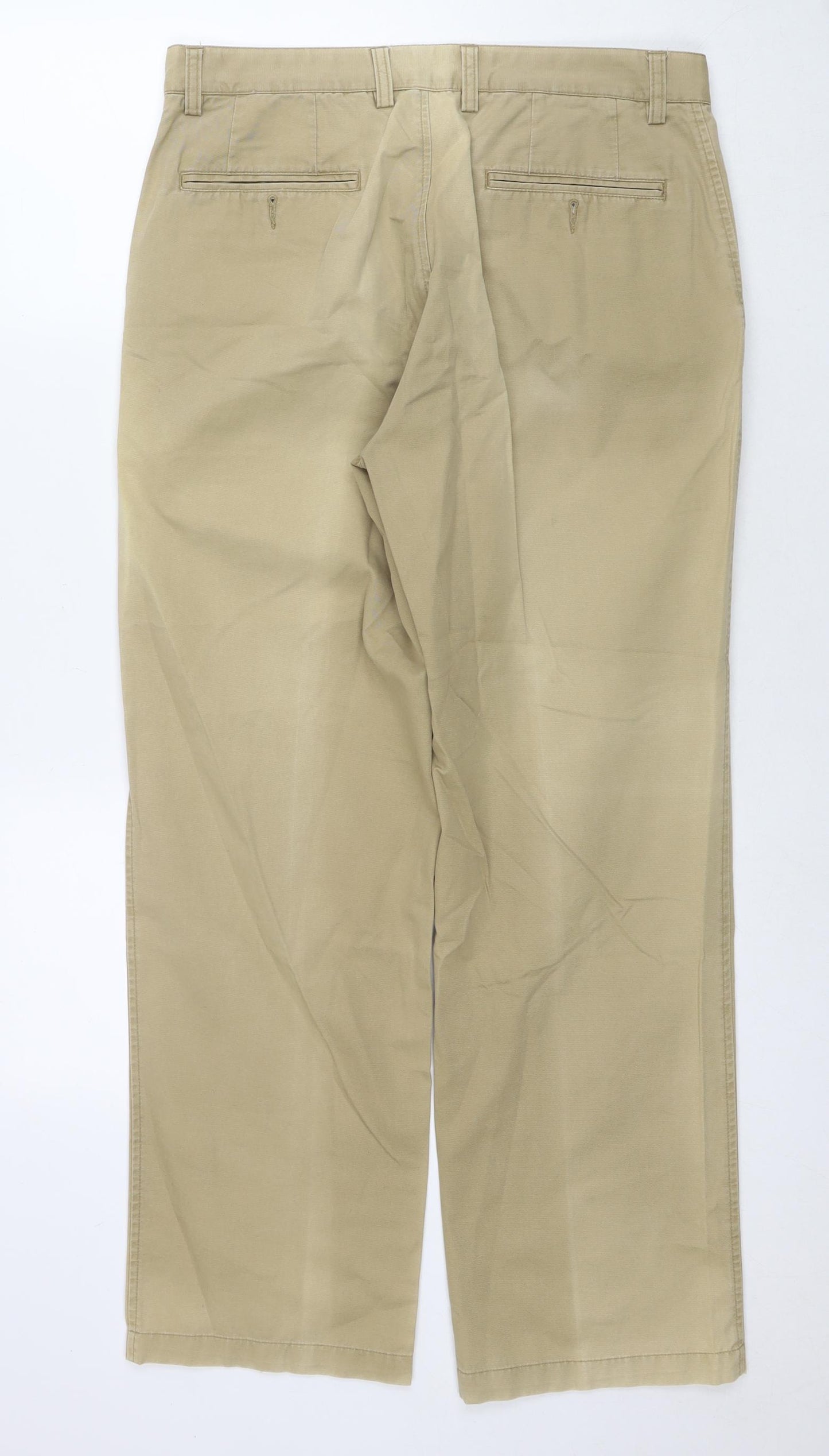 Gurteen Mens Brown Cotton Trousers Size 34 in L29 in Regular Zip