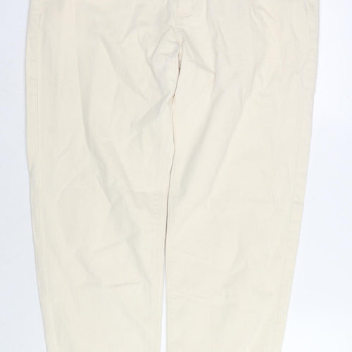 Marks and Spencer Mens Beige Cotton Tapered Jeans Size 38 in L33 in Regular Zip