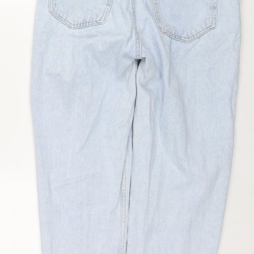 Zara Womens Blue Cotton Straight Jeans Size 10 L27 in Regular Zip