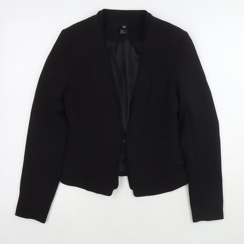 H&M Womens Black Jacket Blazer Size 8 Hook & Eye