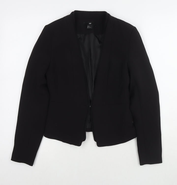H&M Womens Black Jacket Blazer Size 8 Hook & Eye
