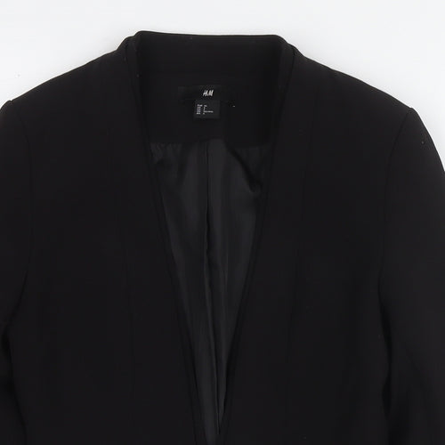 H&M Womens Black Jacket Blazer Size 8 Hook & Eye
