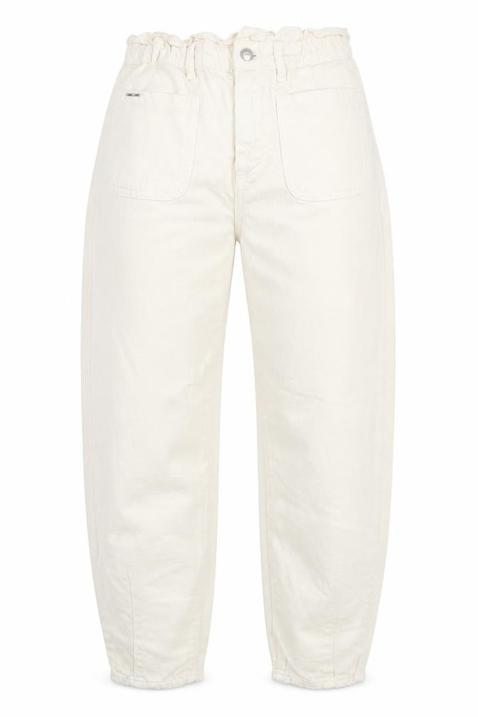 Zara Womens Ivory Cotton Straight Jeans Size 8 L24 in Regular Zip