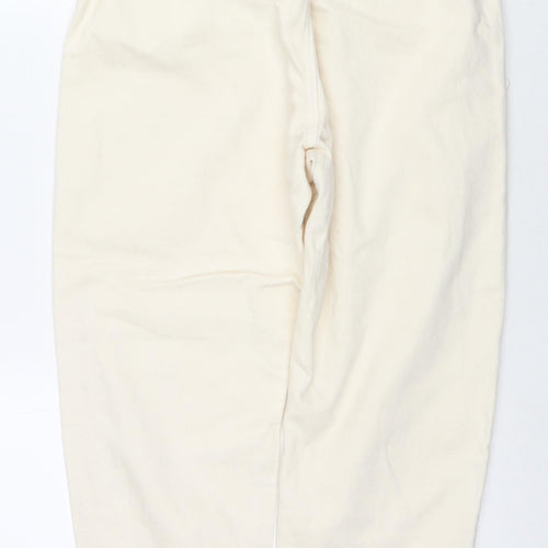 Zara Womens Ivory Cotton Straight Jeans Size 8 L24 in Regular Zip