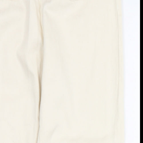Zara Womens Ivory Cotton Straight Jeans Size 8 L24 in Regular Zip