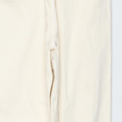 Zara Womens Ivory Cotton Straight Jeans Size 8 L24 in Regular Zip