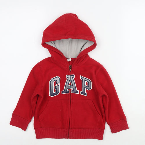 Gap Boys Red Jacket Size 2 Years Zip - Logo