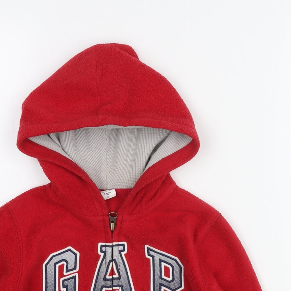 Gap Boys Red Jacket Size 2 Years Zip - Logo