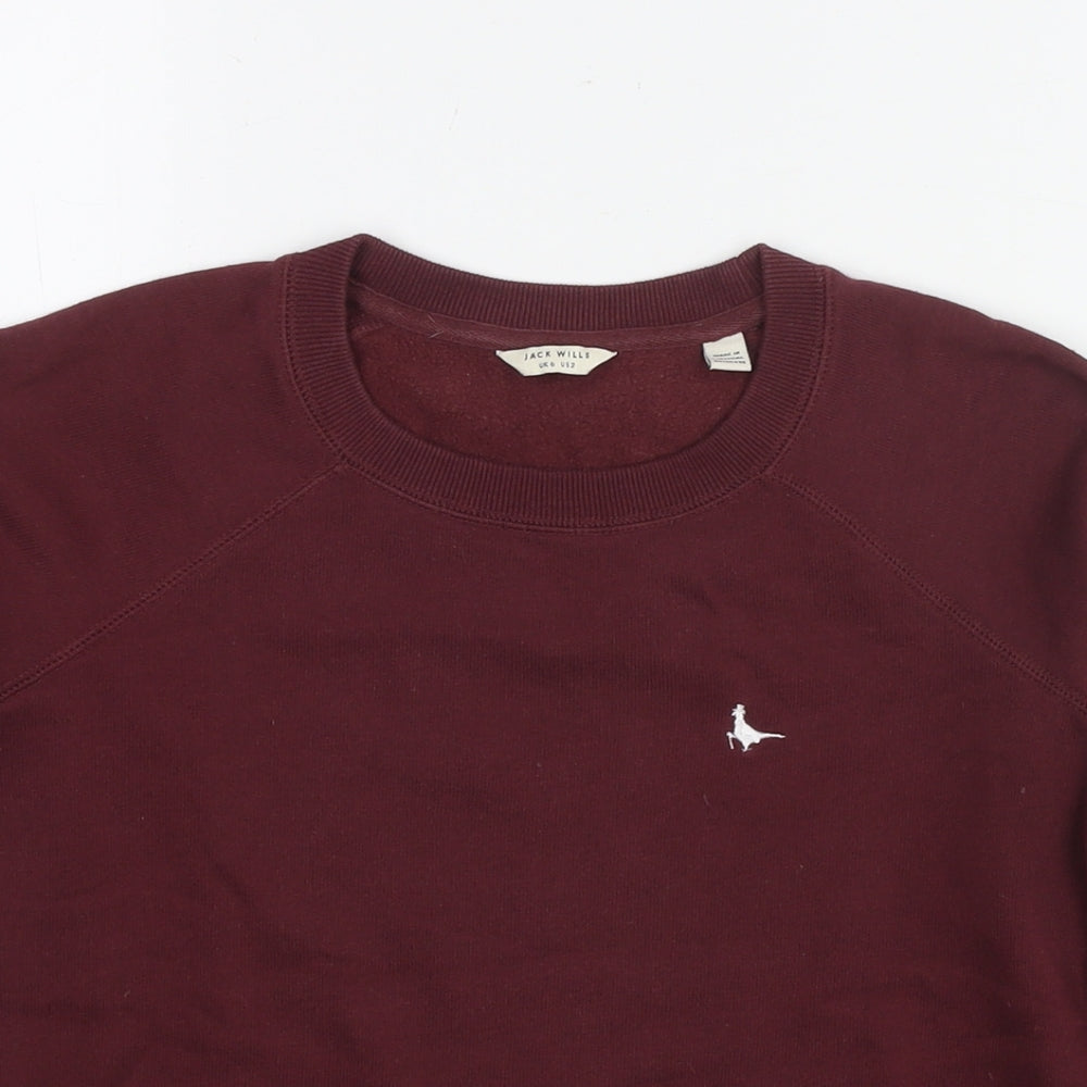 Jack Wills Womens Red Cotton Pullover Sweatshirt Size 6 Pullover
