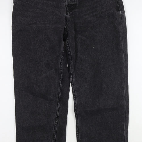 Denim & Co. Womens Black Cotton Straight Jeans Size 12 L26 in Regular Zip