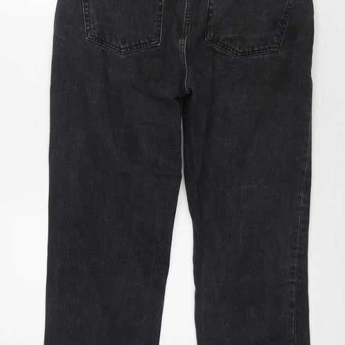 Denim & Co. Womens Black Cotton Straight Jeans Size 12 L26 in Regular Zip
