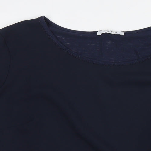 Marks and Spencer Womens Blue Linen Basic Button-Up Size 22 Round Neck