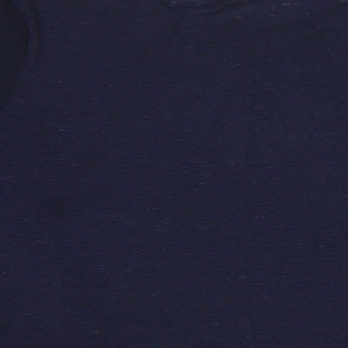 Marks and Spencer Womens Blue Linen Basic Button-Up Size 22 Round Neck