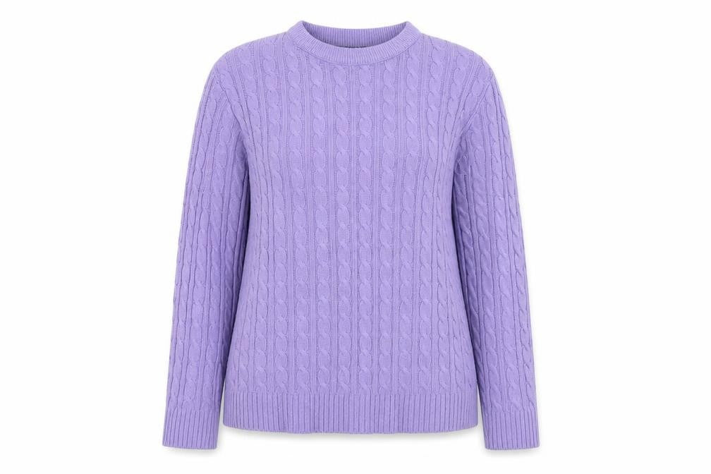 Front view of Chick women’s purple round neck cotton jumper, size S