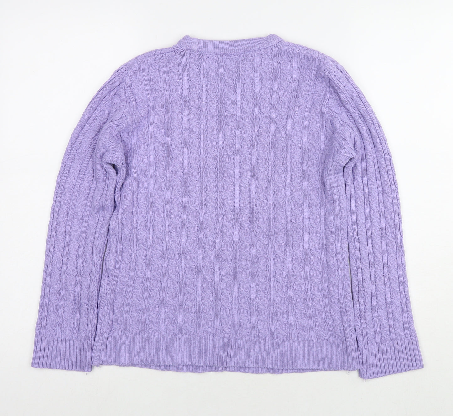 Chick Womens Purple Round Neck Cotton Pullover Jumper Size S