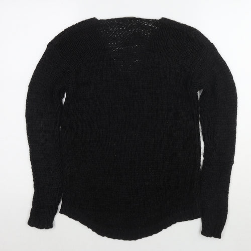 H&M Womens Black V-Neck Acrylic Pullover Jumper Size S