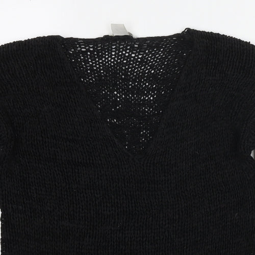 H&M Womens Black V-Neck Acrylic Pullover Jumper Size S
