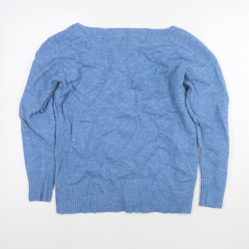 NEXT Womens Blue V-Neck Acrylic Pullover Jumper Size S