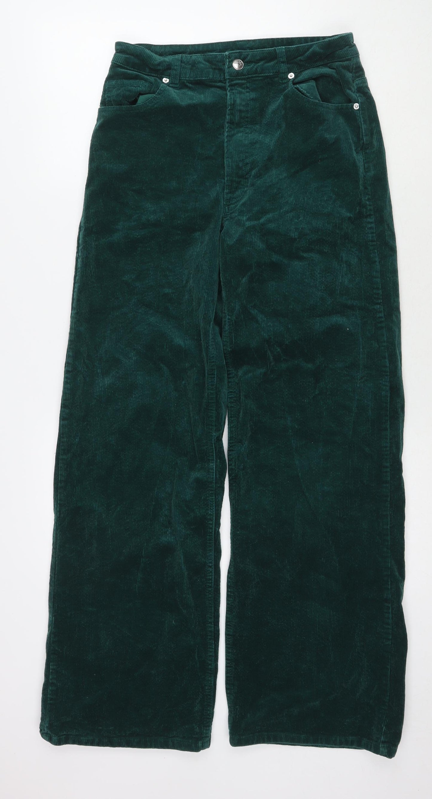 Divided by H&M Womens Green Cotton Trousers Size 12 L30 in Regular Zip