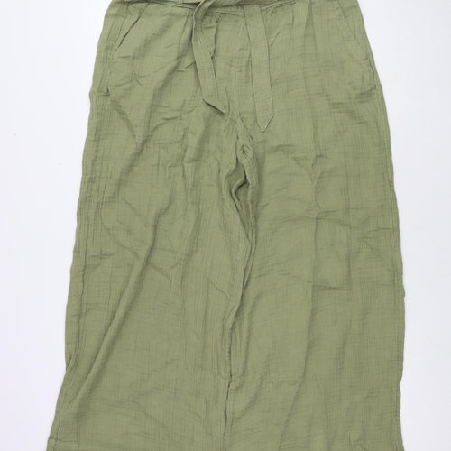 Per Una Womens Green Cotton Trousers Size 16 L28 in Regular