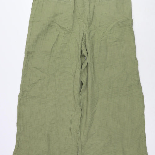 Per Una Womens Green Cotton Trousers Size 16 L28 in Regular