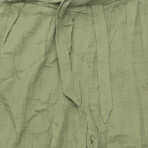 Per Una Womens Green Cotton Trousers Size 16 L28 in Regular
