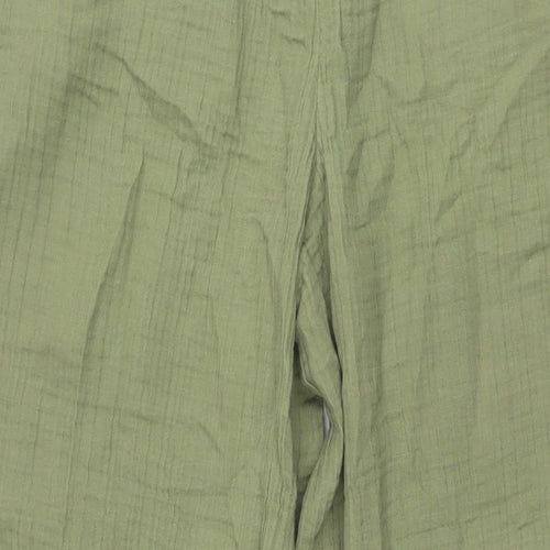 Per Una Womens Green Cotton Trousers Size 16 L28 in Regular