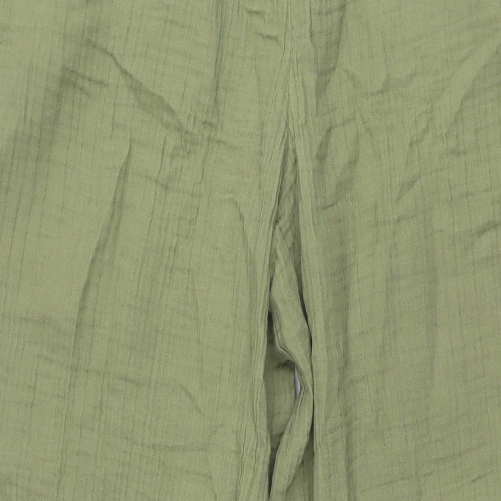 Per Una Womens Green Cotton Trousers Size 16 L28 in Regular