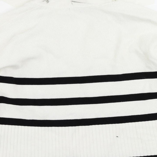 NA-KD Womens White Collared Striped Viscose Pullover Jumper Size M