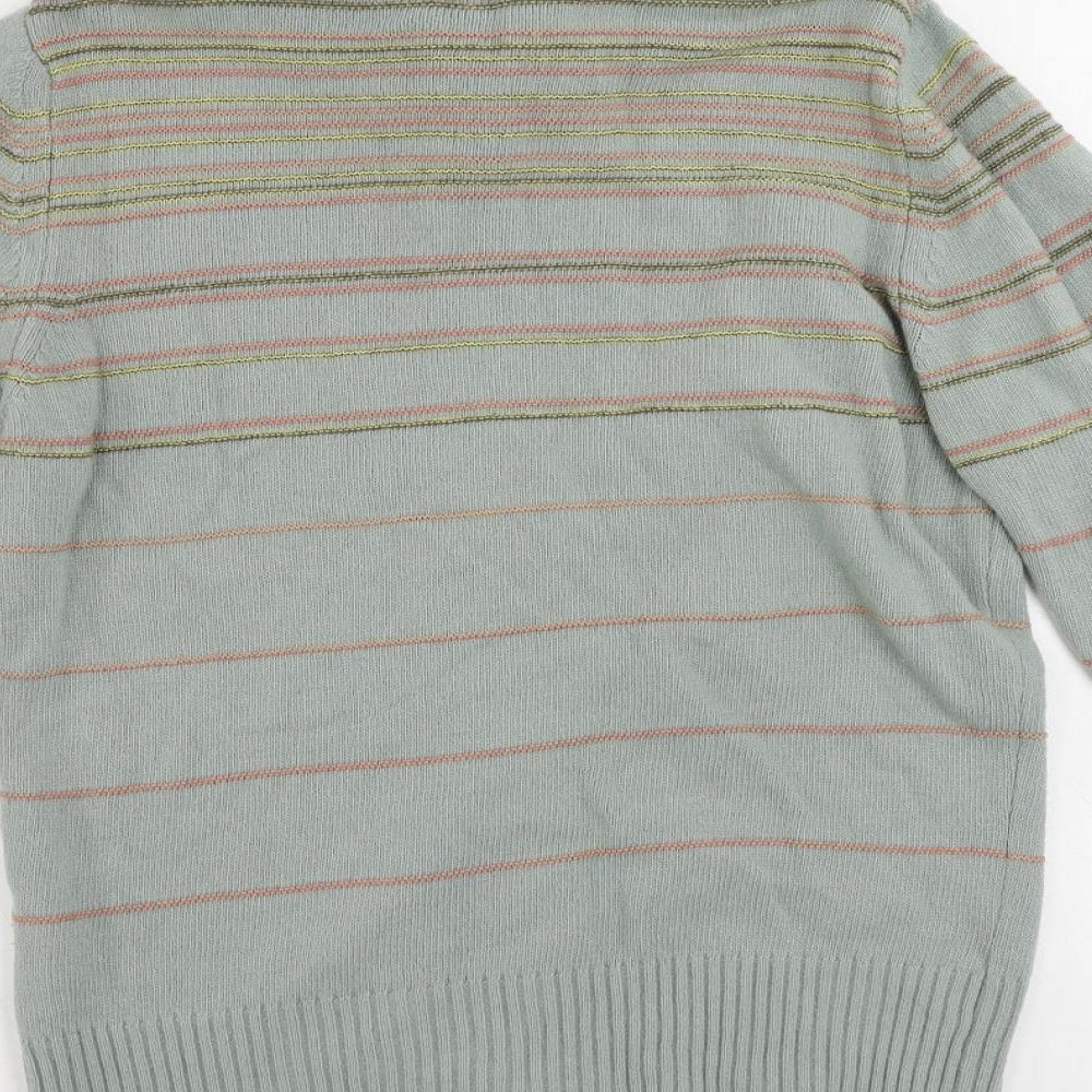 Diesel Mens Green Roll Neck Striped Wool Full Zip Jumper Size M Long Sleeve - Vintage