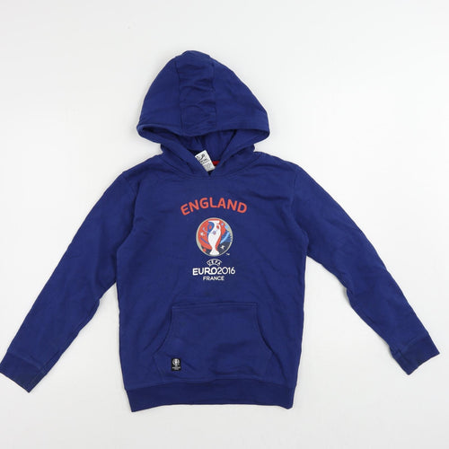 UEFA Boys Blue Cotton Pullover Hoodie Size 9-10 Years Pullover - England Euro 2016