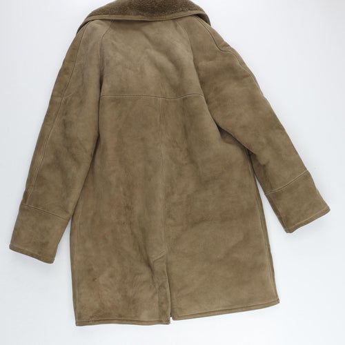 Bailey's Womens Beige Overcoat Coat Size M Button - Vintage Made in England Sheepskin