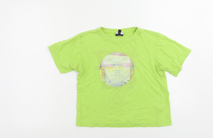 Moschino Junior Girls Green Cotton Pullover T-Shirt Size 8 Years Crew Neck Pullover