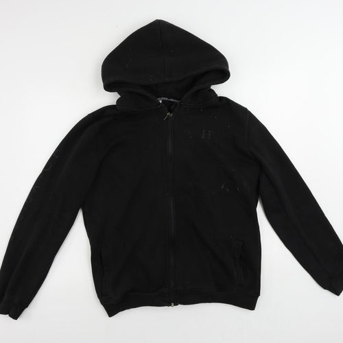 Holyfield Womens Black Cotton Full Zip Hoodie Size L Zip - Logo Vintage
