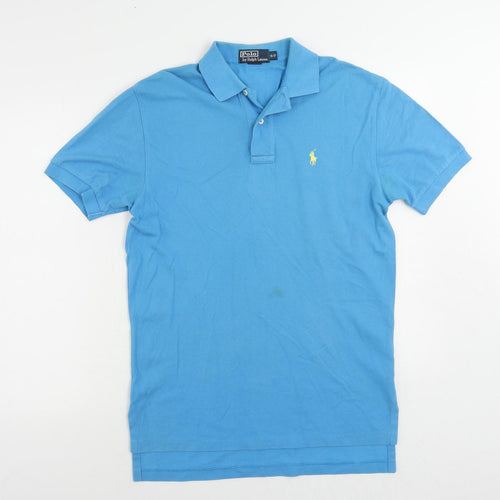 Polo Ralph Lauren Mens Blue Cotton Polo Size S Collared Button - Vintage Logo