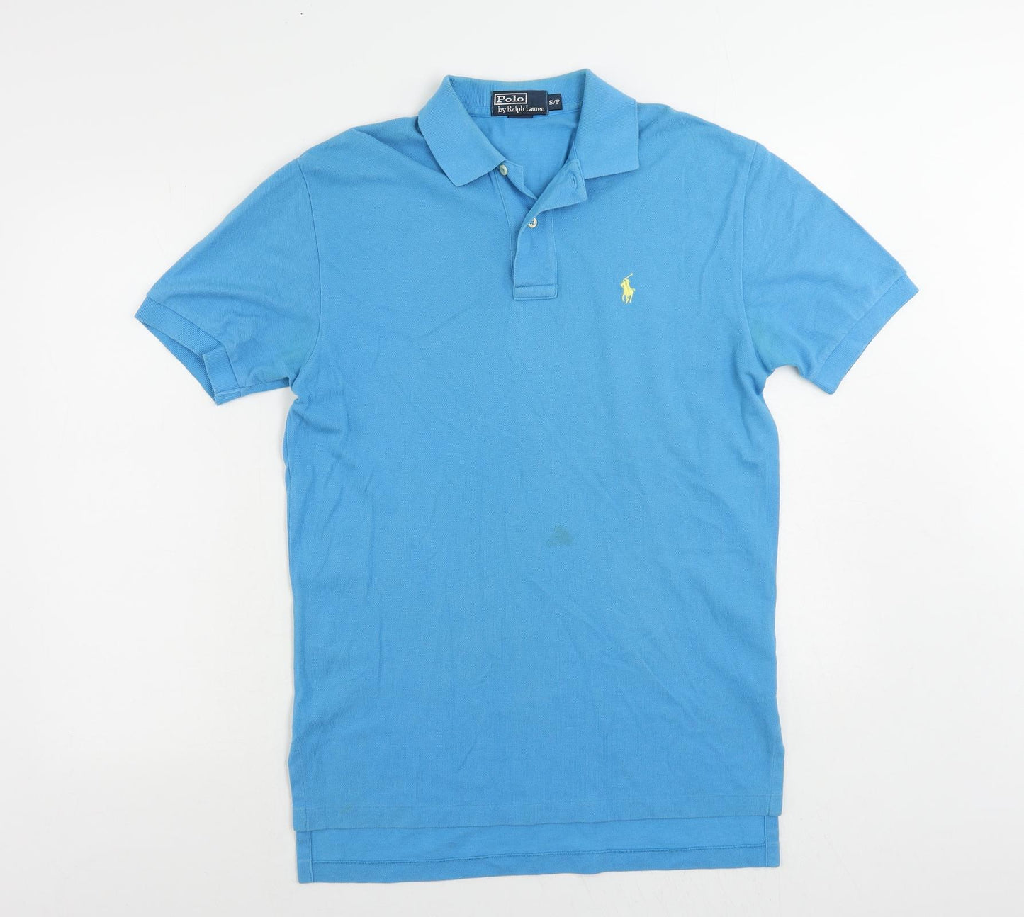 Polo Ralph Lauren Mens Blue Cotton Polo Size S Collared Button - Vintage Logo