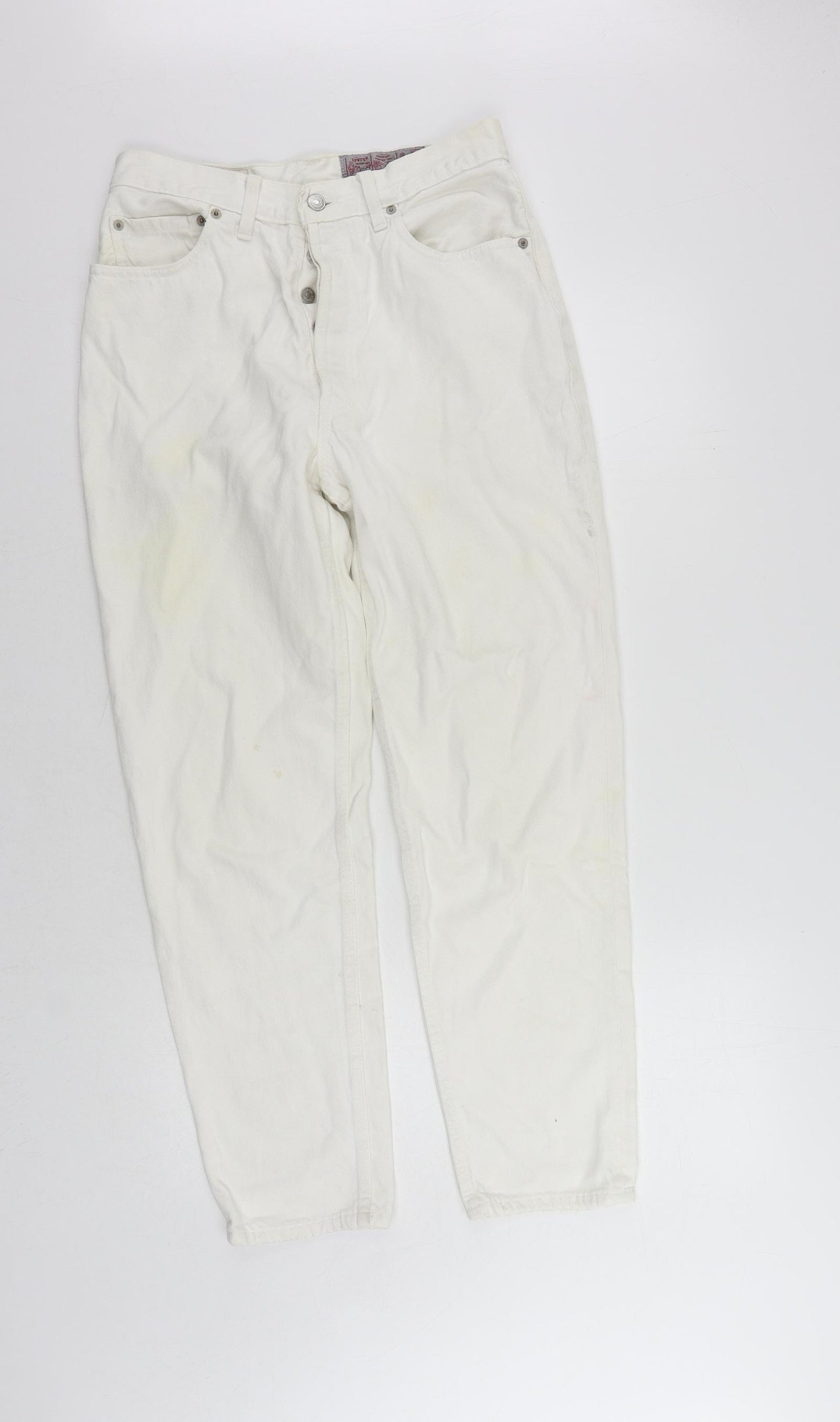 Levi's Womens White Cotton Straight Jeans Size 28 in L28 in Regular Button - Vintage