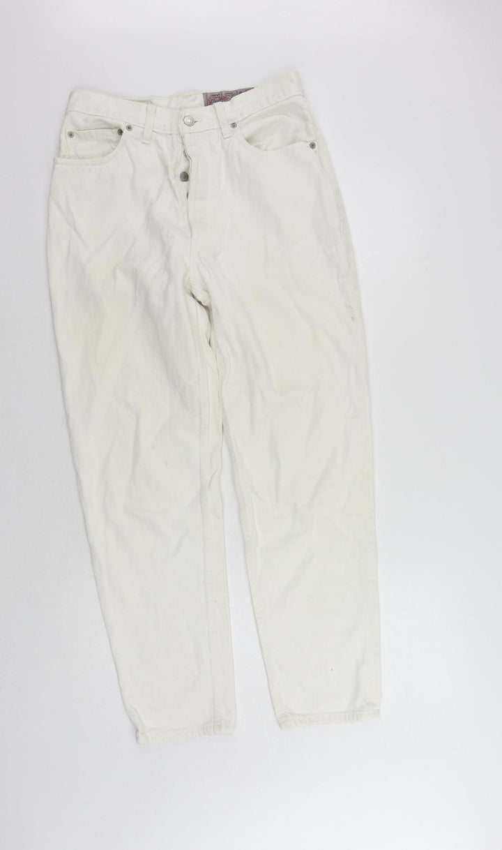 Levi's Womens White Cotton Straight Jeans Size 28 in L28 in Regular Button - Vintage