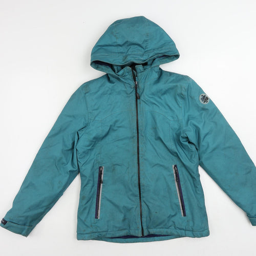 Killtec Girls Green Windbreaker Jacket Size 14 Years Zip - Technical Waterproof Windproof Hooded