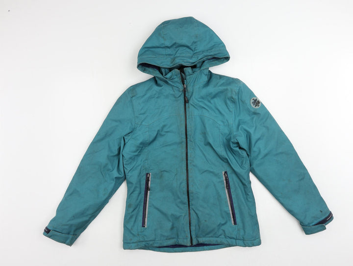 Killtec Girls Green Windbreaker Jacket Size 14 Years Zip - Technical Waterproof Windproof Hooded